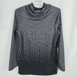 LeBron James + Nike Gray Ombre Pixel Long Sleeve Tee, Cowl Neck, Hoodie Small